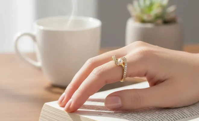 Bague réglable ornée d'une perle incrustée de zirconium plaquage or fin, Saint-Denis, ReuniVente.re